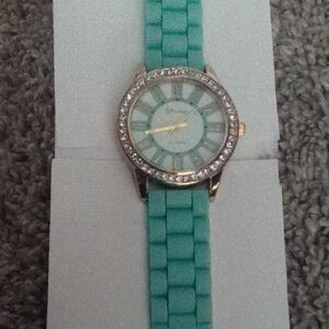 Turquoise Watch with Crystal Bezel
